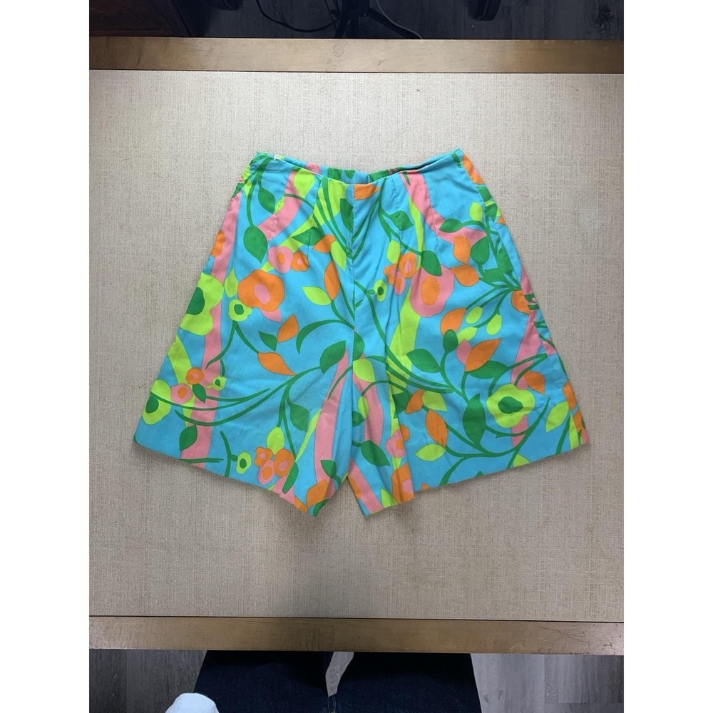 Vintage 60s 70s Handmade Bright Colored Floral Bloomer Shorts See Measurements